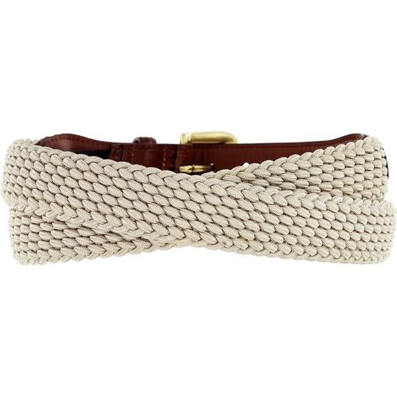 Brighton Elastic Cord Croc Embossed Leather Trim Belt Size 40 - Picture 3 of 7